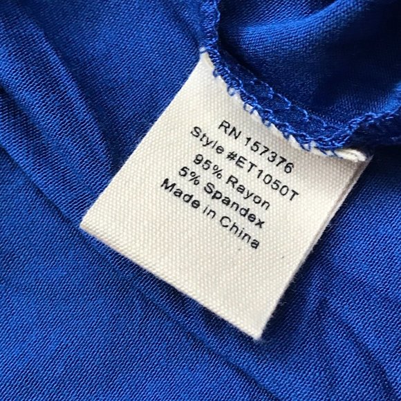 Evy's Tree The Layering Leaves‎ Rayon Blend Ruched Side Blue Long Sleeve Top L - Picture 8 of 9